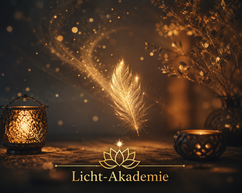 Leuchtende Feder als Symbol für die leise Stimme der Seele und innere Führung