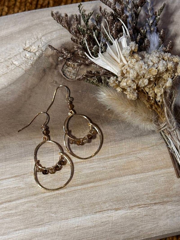 Gold Dubble Hoop Agate