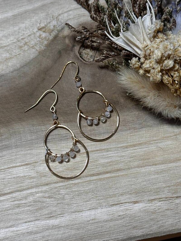 Gold Dubble Hoop Topaz