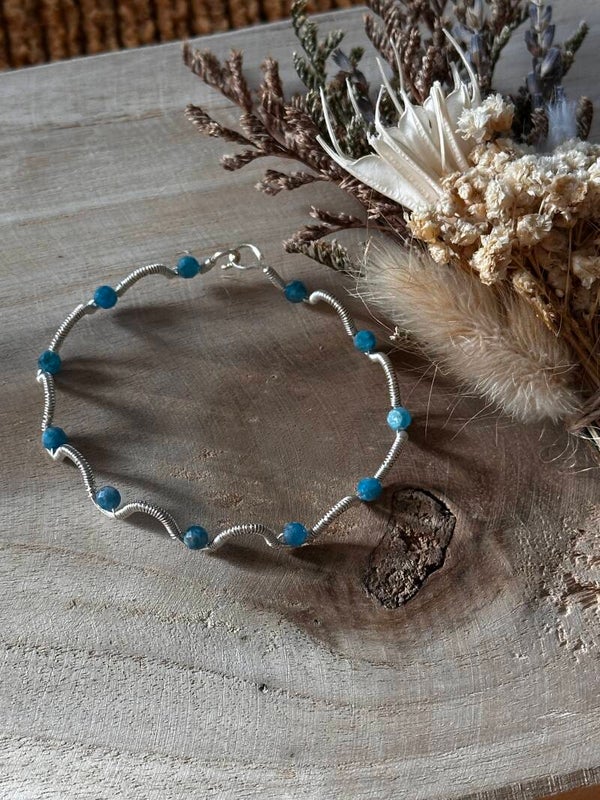Silver Apatite Wiggle Bracelet