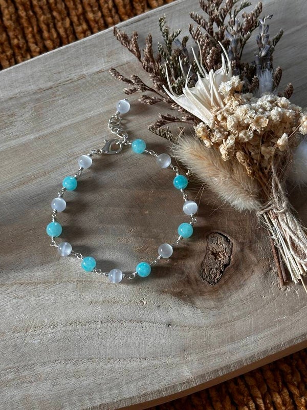 Selenite & Amazonite Bracelet