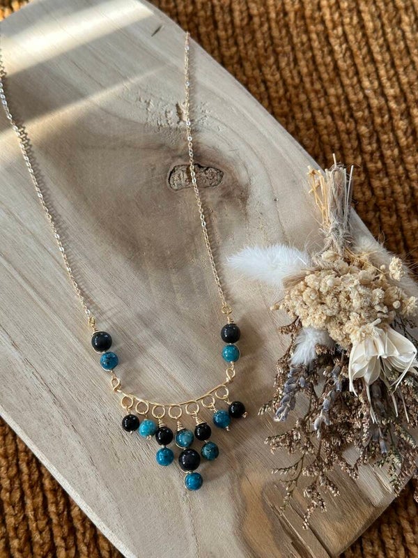 Onyx and Blue Jasper Necklace