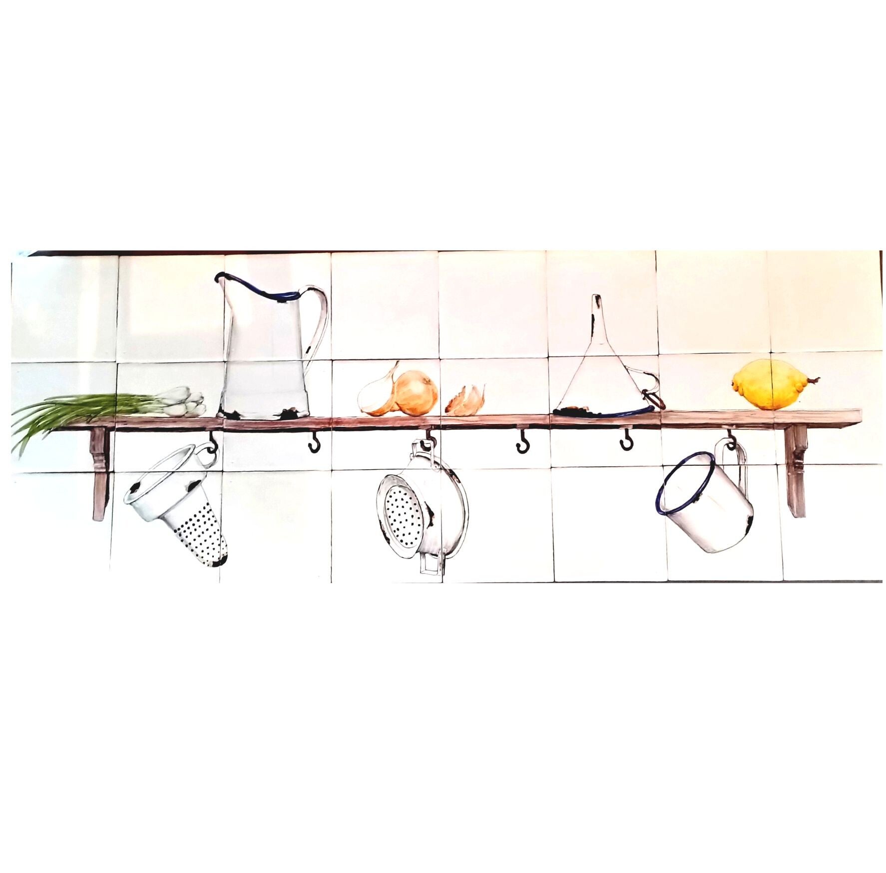 Keukenplankje, op 24 Friese witjes, keukengerei