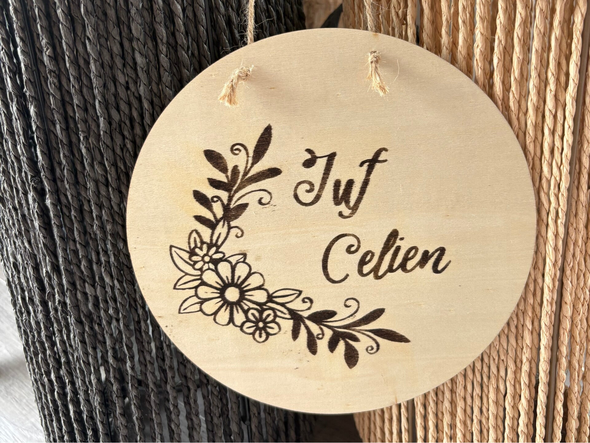 Houten naambordje rond