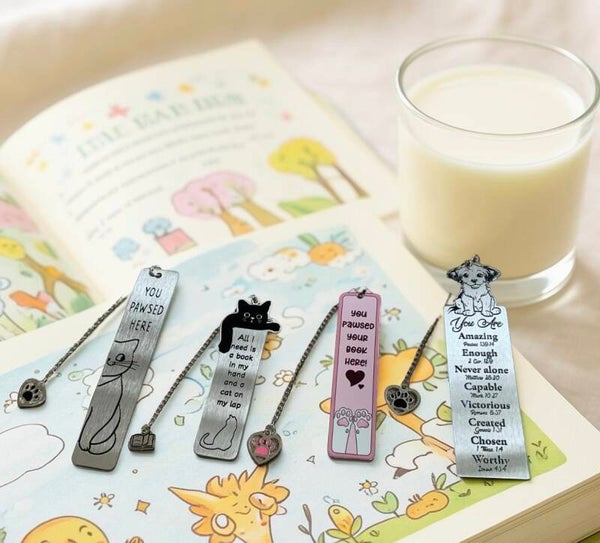 Cute Stainless Steel Dog & Cat Bookmarks