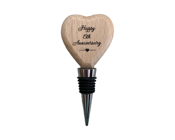 Personalised heart shaped wine bottle stopper