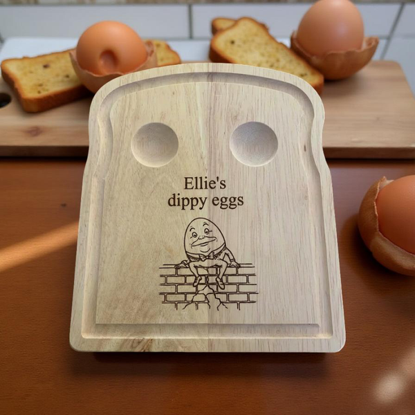 Wooden Bread-Shaped Egg Plate – Personalised Humpty Dumpty Edition (Copy)