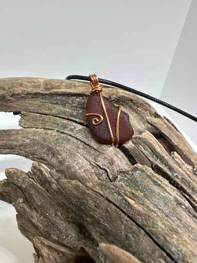 Brown Sea Glass Necklace