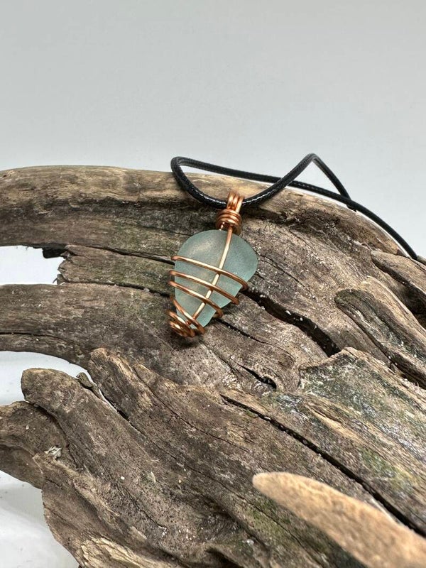Cornflower Blue Sea Glass Necklace