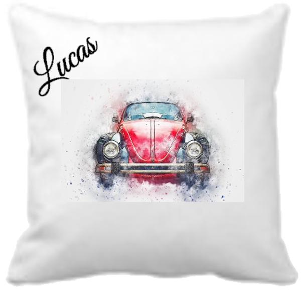 kussen auto met  eigen naam