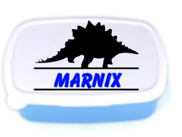 Brooddoos blauw Dino (eigen naam)