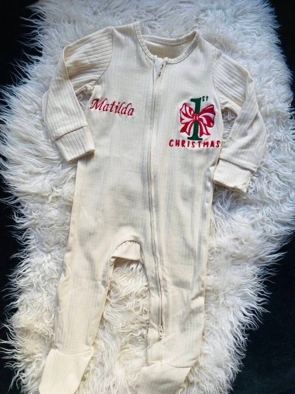 1st Christmas Sleepsuit + Name