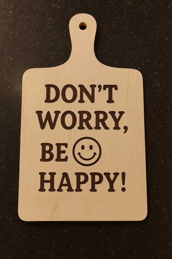 Borrelplankje 'Don't worry'