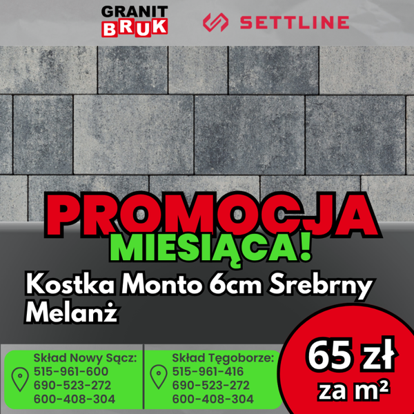 Kostka Monto 6cm Srebrny Melanż