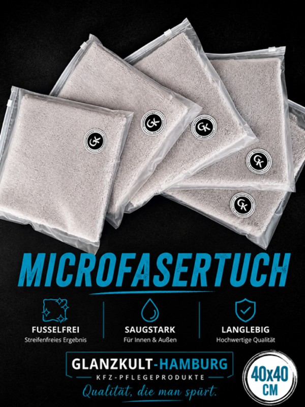 GKH - Profi-Glastuch „Pearl“ 40x40 | 420 GSM | grau (Einzeln oder 5er-Set)