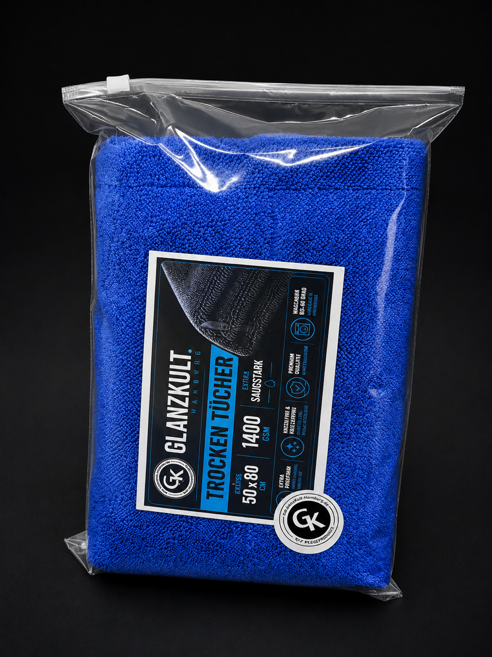 GKH - Trockentuch 50x80 I 1400 GSM I blau-grau