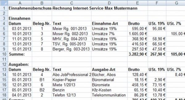 EÜR Einnahmen-Überschussrechnung Programm