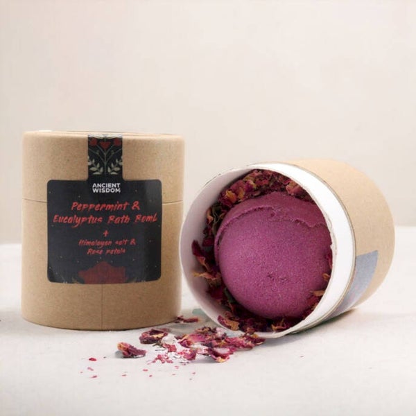 Aromatherapy Bath Set - Ylang Ylang & Ginger Bath Bomb, Himalayan Bath Salt, Rose Petals.
