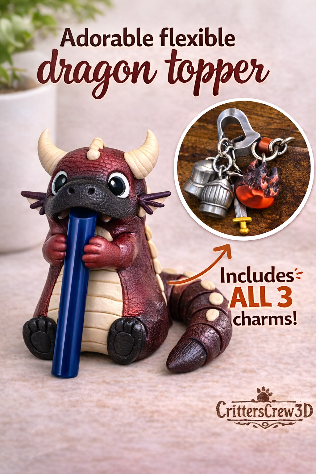 Dragon Straw Topper & Cup Charm Set | Mix & Match Collection