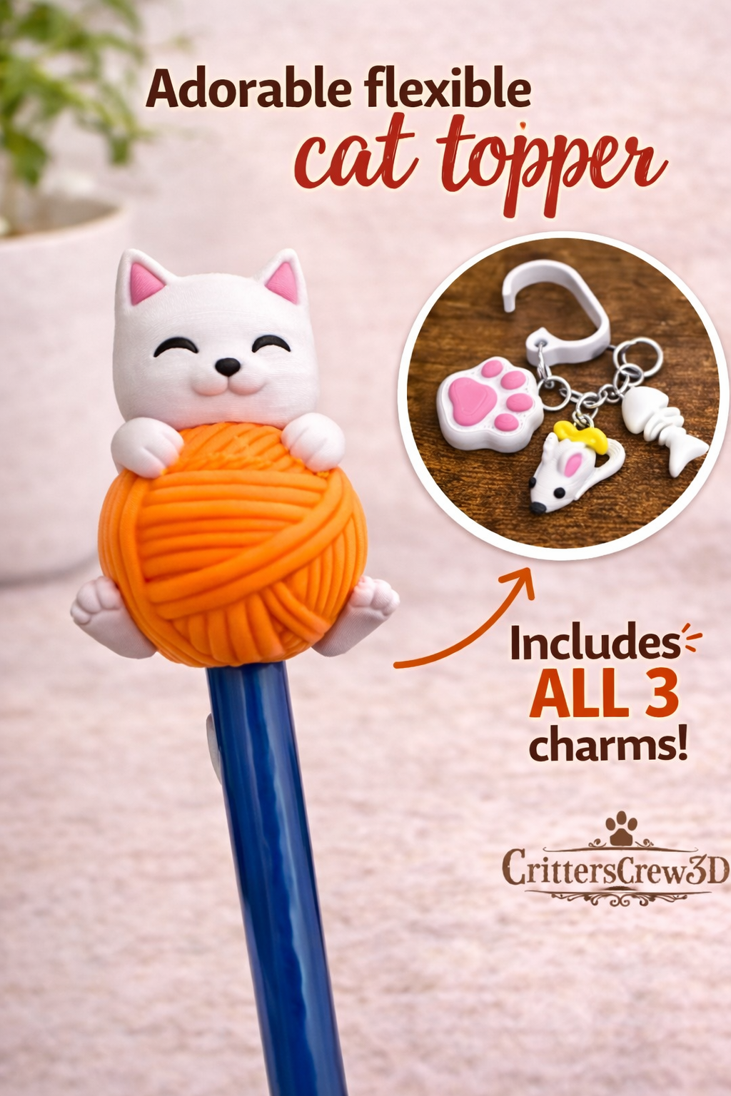 Cat Straw Topper & Cup Charm Set | Mix & Match Collection