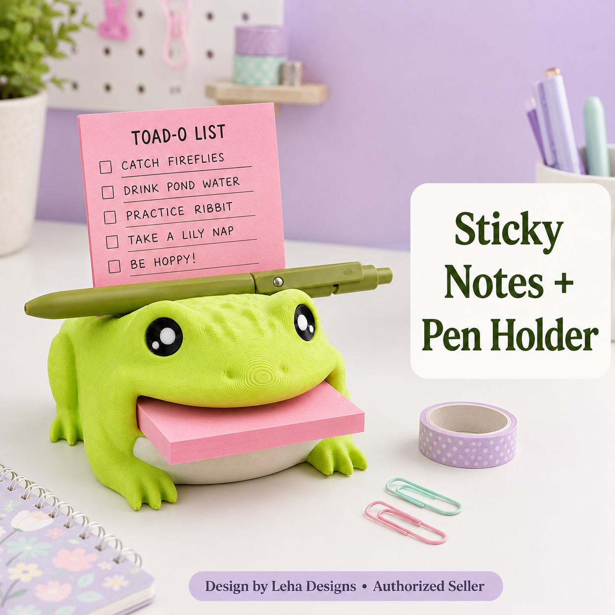 Frog Sticky Note Holder with Pen Holder