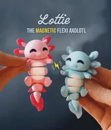 Axolotl  (PINK) Fidget Toy |Articulated Flexi | Magnetic Hand-Holding Desk Pet
