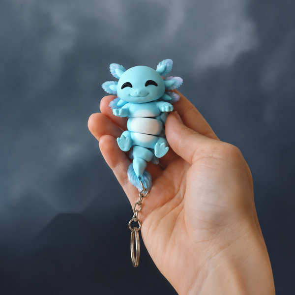 Axolotl  (BLUE) Fidget Toy |Articulated Flexi | Magnetic Hand-Holding Desk Pet