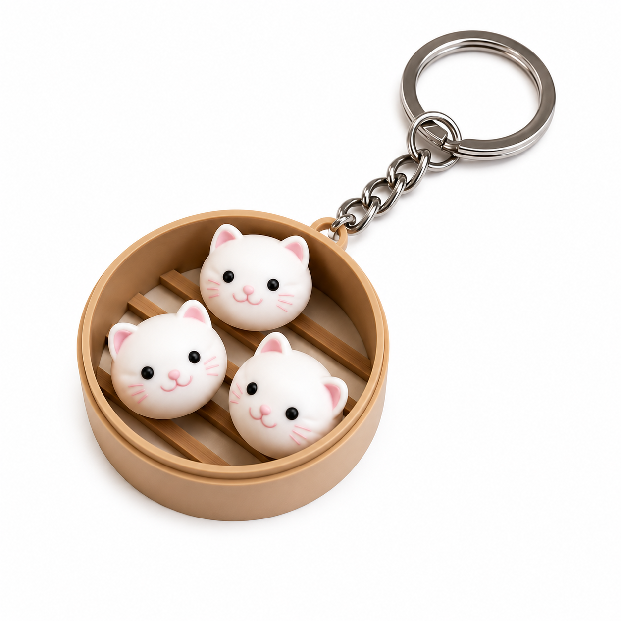 Cat Dim Sum Animal Keychain | Cute 3D Printed Bag Charm | Backpack & Purse Accessory