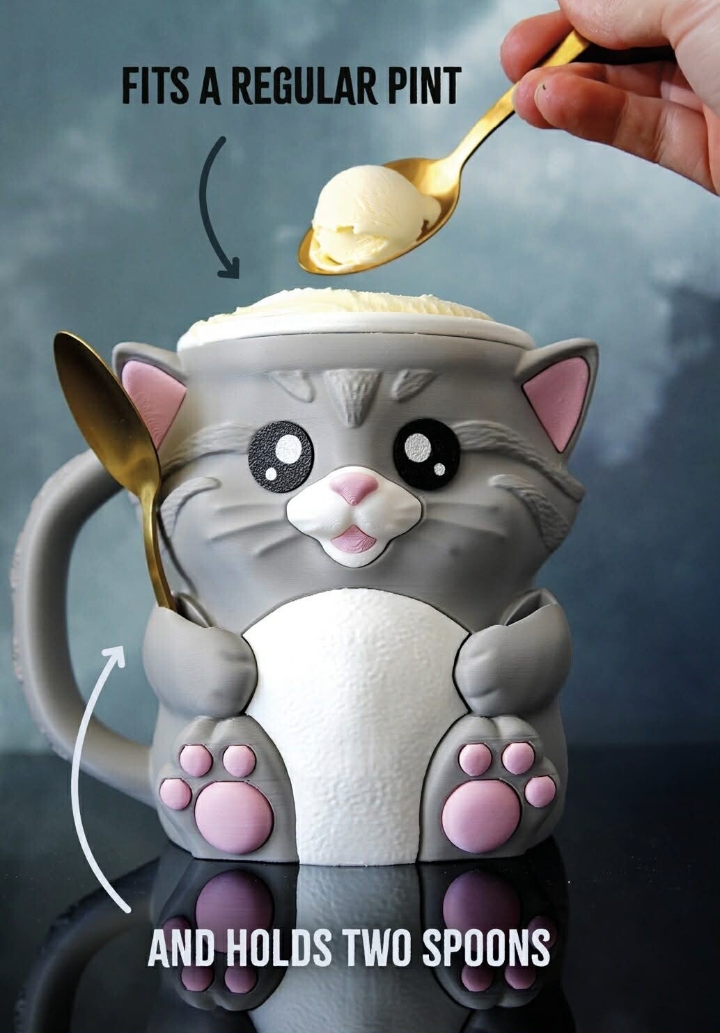 Cat Ice Cream Pint Holder