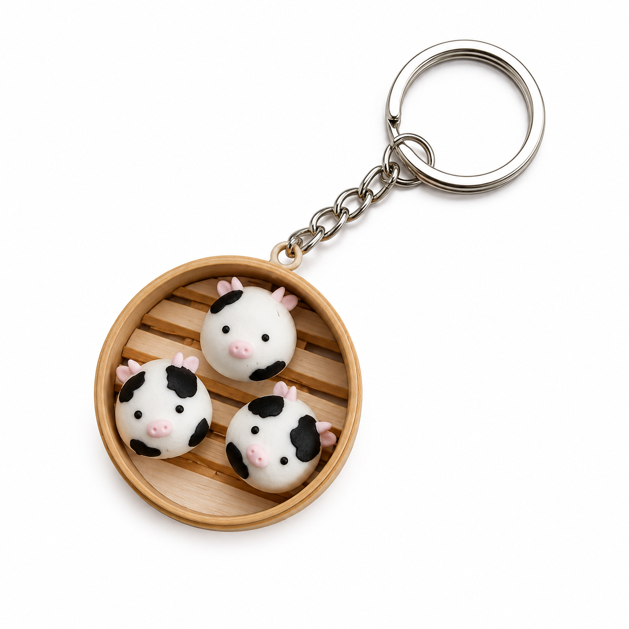 Cow Dim Sum Animal Keychain | Cute 3D Printed Bag Charm | Backpack & Purse Accessory