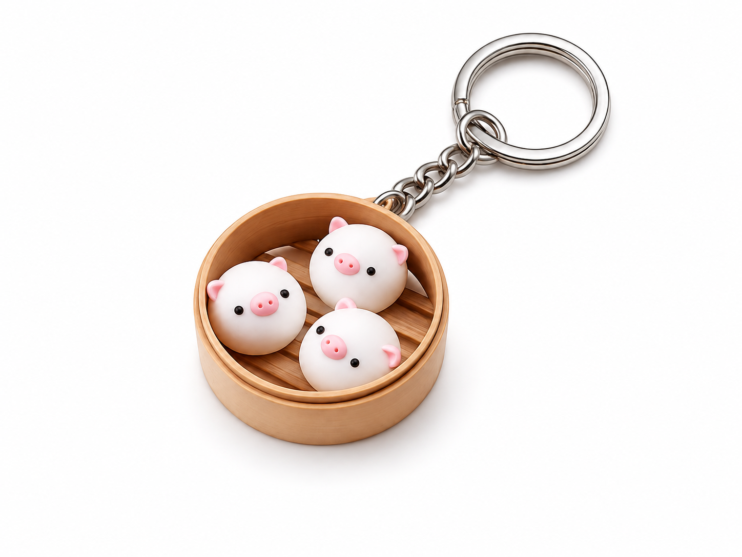 PIG Dim Sum Animal Keychain | Cute 3D Printed Bag Charm | Backpack & Purse Accessory