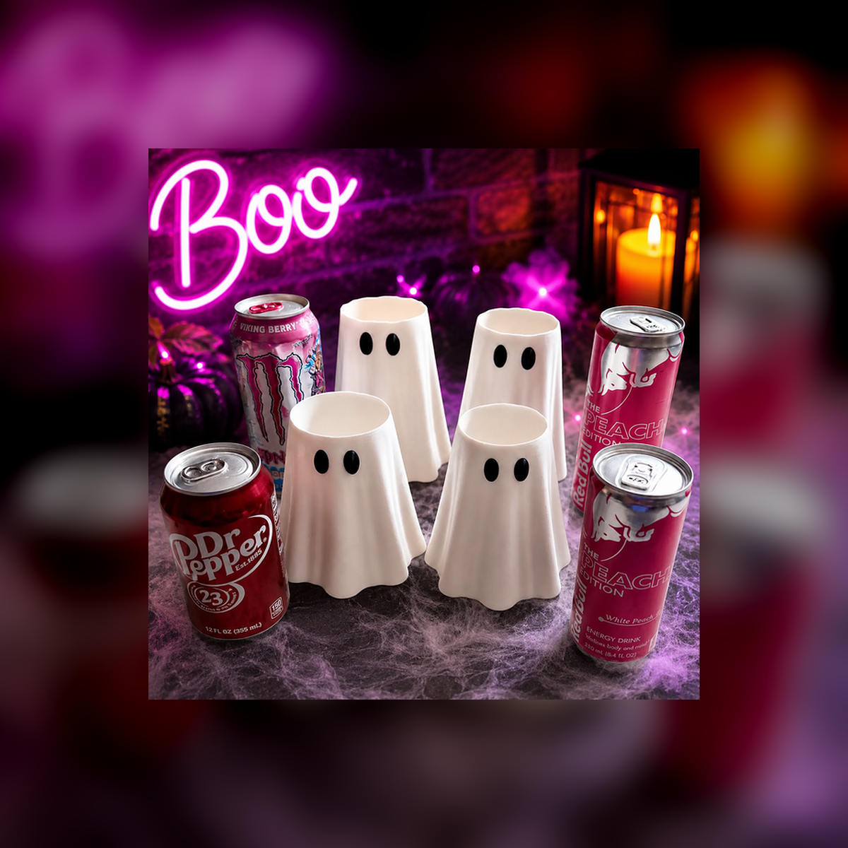 Cute Ghost Can Holder with Matching Bottle Opener Set