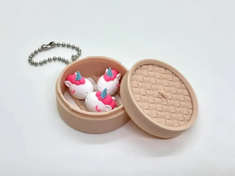Unicorn Dim Sum Animal Keychain | Cute 3D Printed Bag Charm | Backpack & Purse Accessory