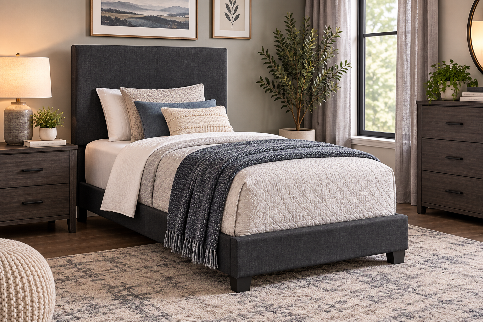 Dark Grey Twin Bed