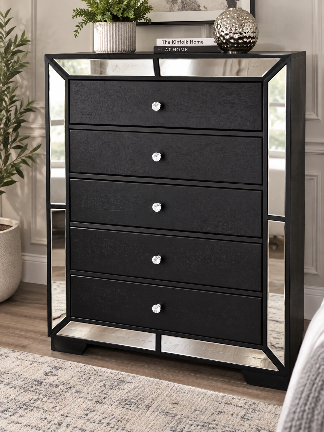 Black Mirrored Chest