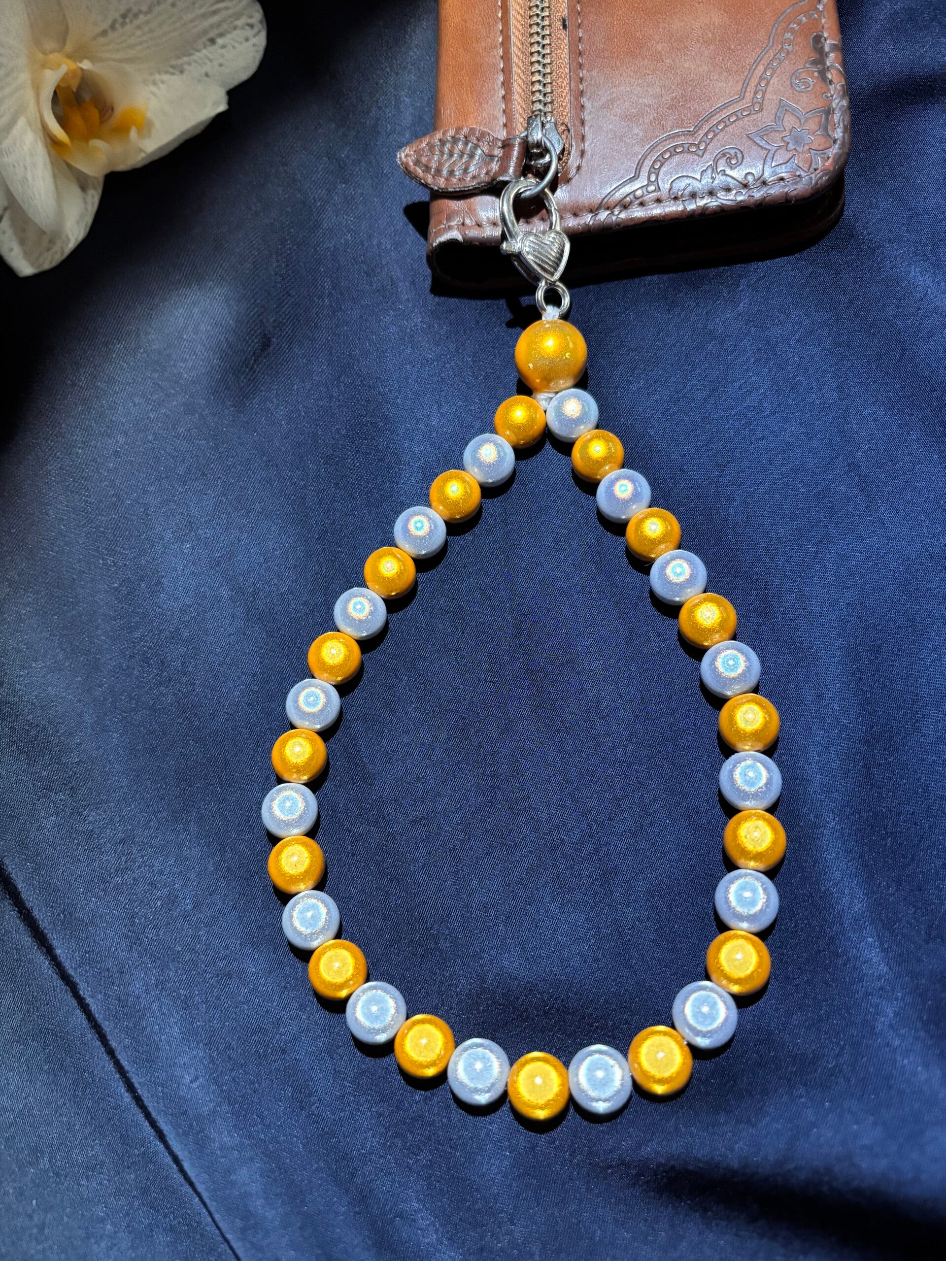 Handykette - Magic Pearls - Gelb/Weiß