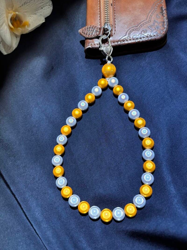 Handykette - Magic Pearls - Gelb/Weiß