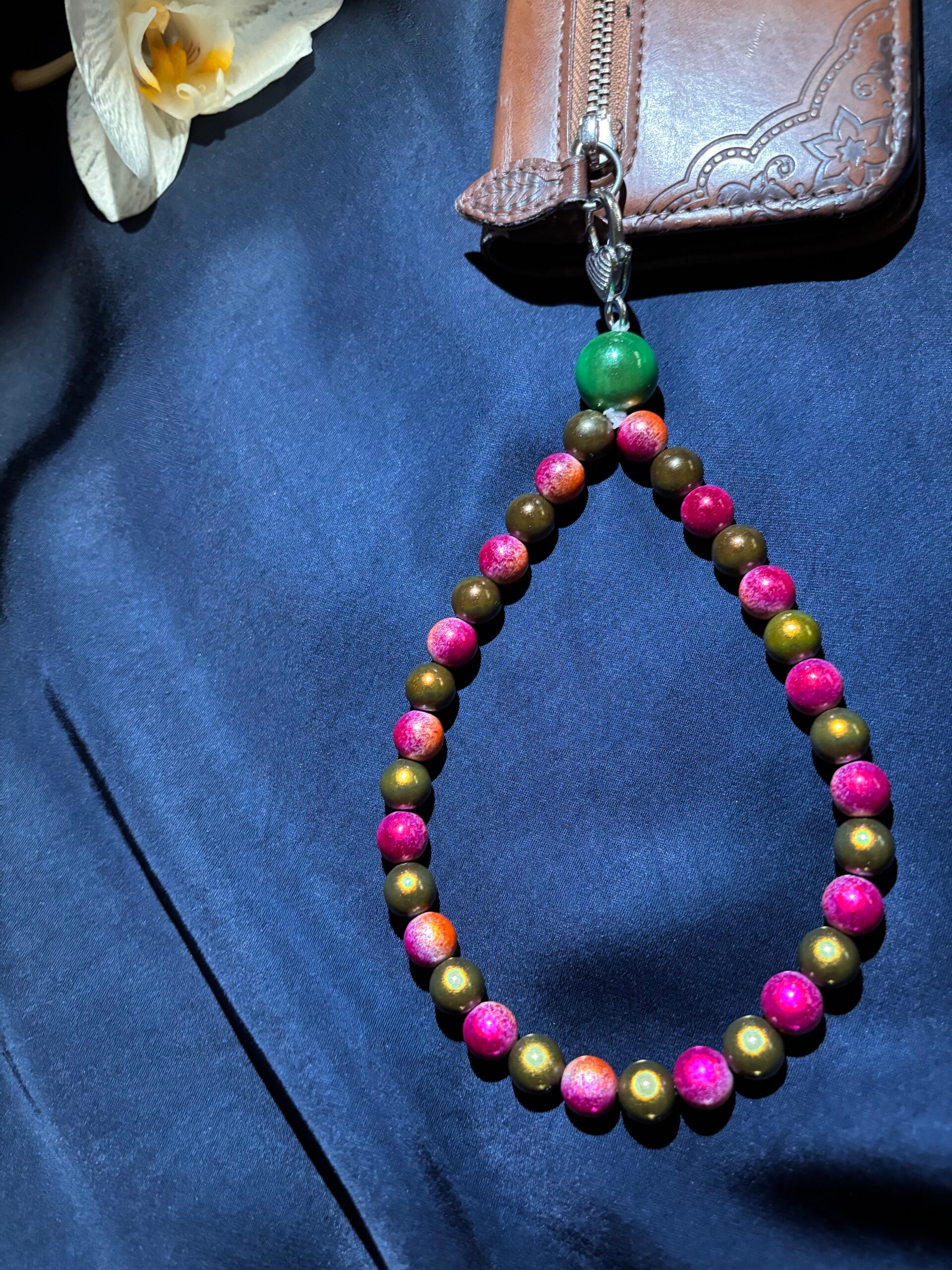 Handykette - Magic Pearls - Pink/Grün