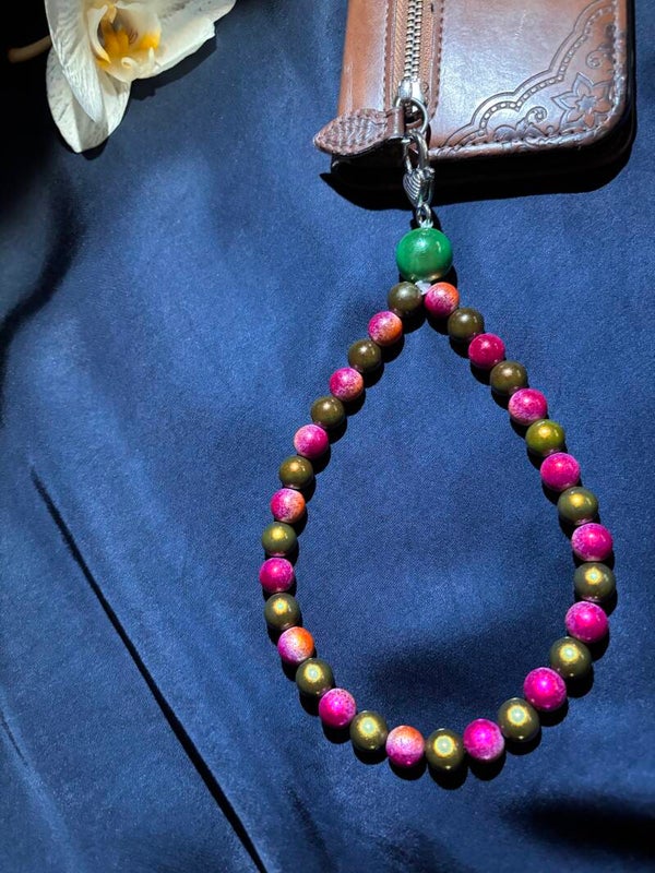 Handykette - Magic Pearls - Pink/Grün
