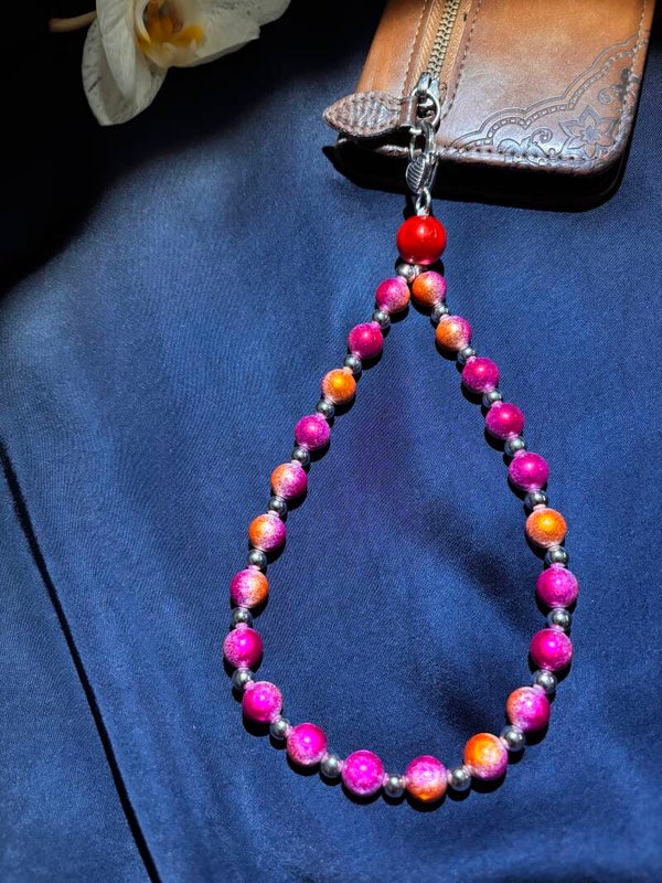 Handykette - Magic Pearls- Pink/Silber