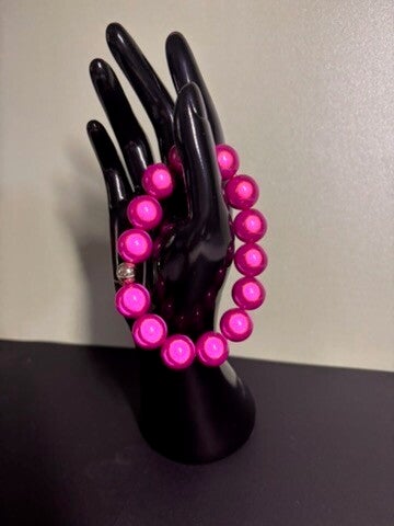 Elastisches Armband mit 14 mm Miracle Beads - Pink
