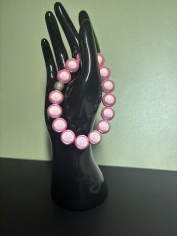 Elastisches Armband mit 10 mm Miracle Beads – Rosa