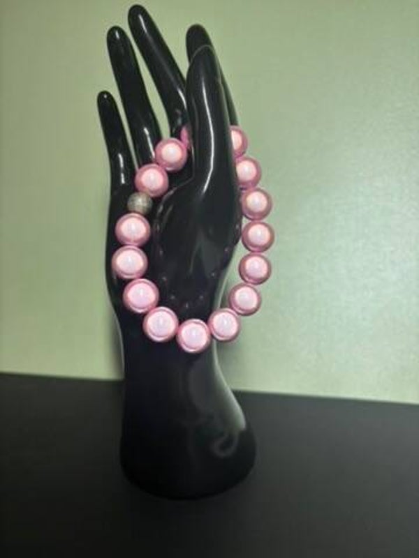 Elastisches Armband mit 10 mm Miracle Beads – Rosa