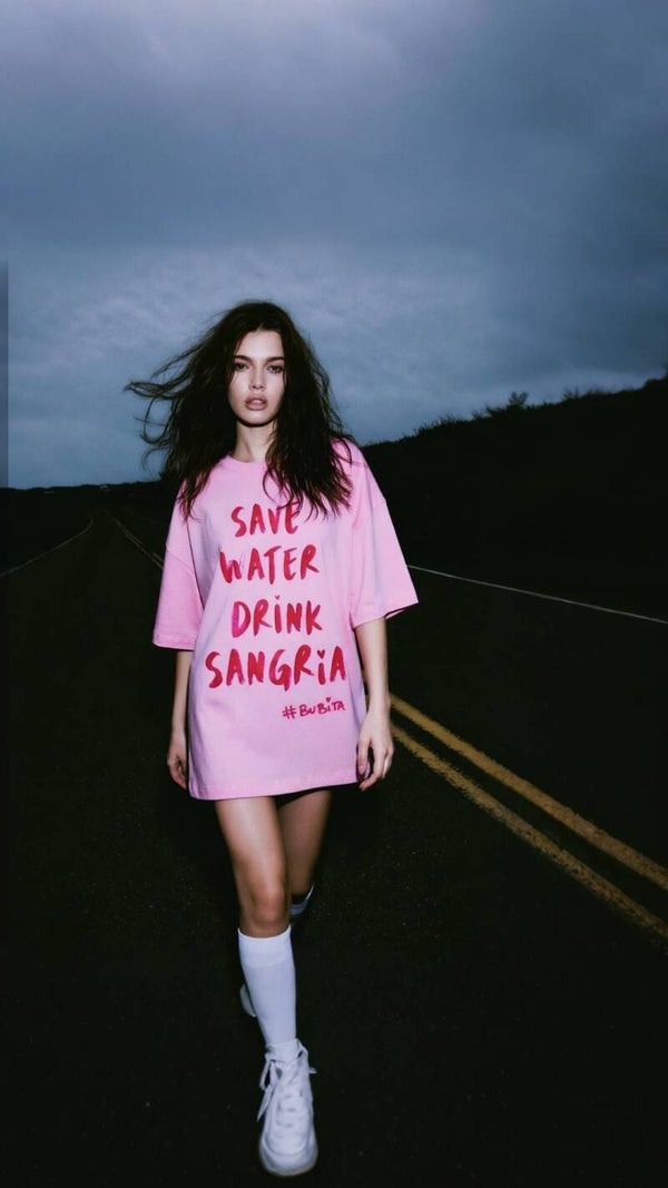 T-Shirt Save Water Drink Sangria <pink>