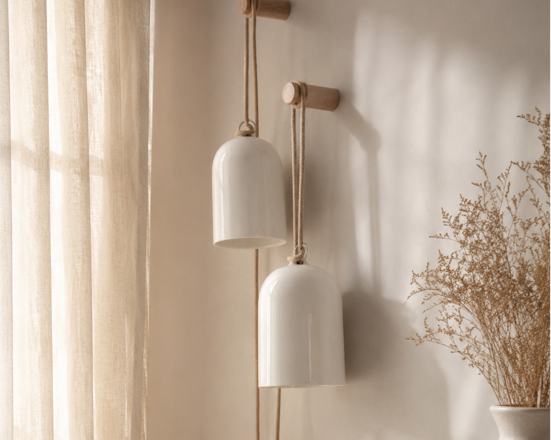 Keramische wandlamp inclusief wandbevestiging en snoer