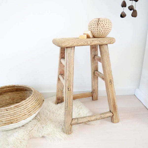 Vintage houten kruk uit India