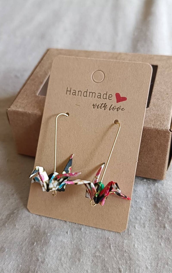 Pendientes grullas de origami