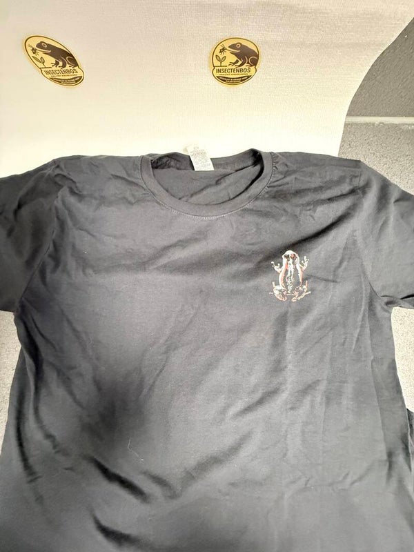 Zwart Fruit of the Loom T-shirt met een unieke Epipedobates-opdruk