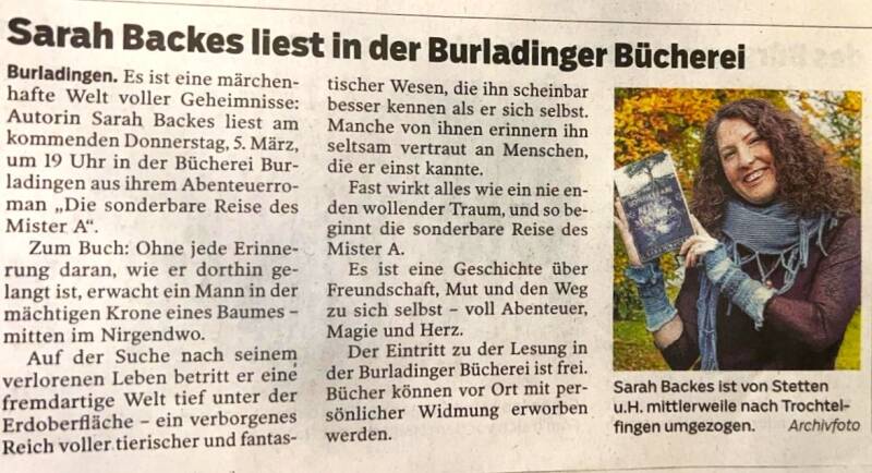 Lesung Burladingen Sarah Backes