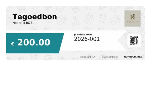 Tegoedbon Noardlik B&B 200 euro